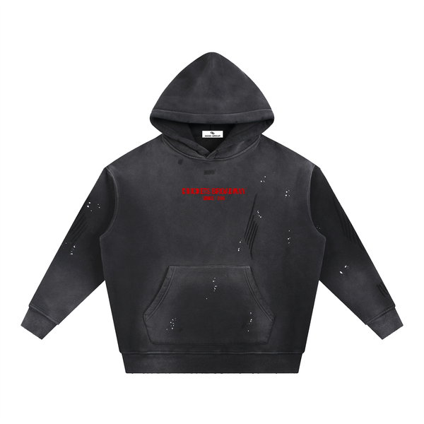 Vintage Washed Frayed Crickets Fleece Hoodie